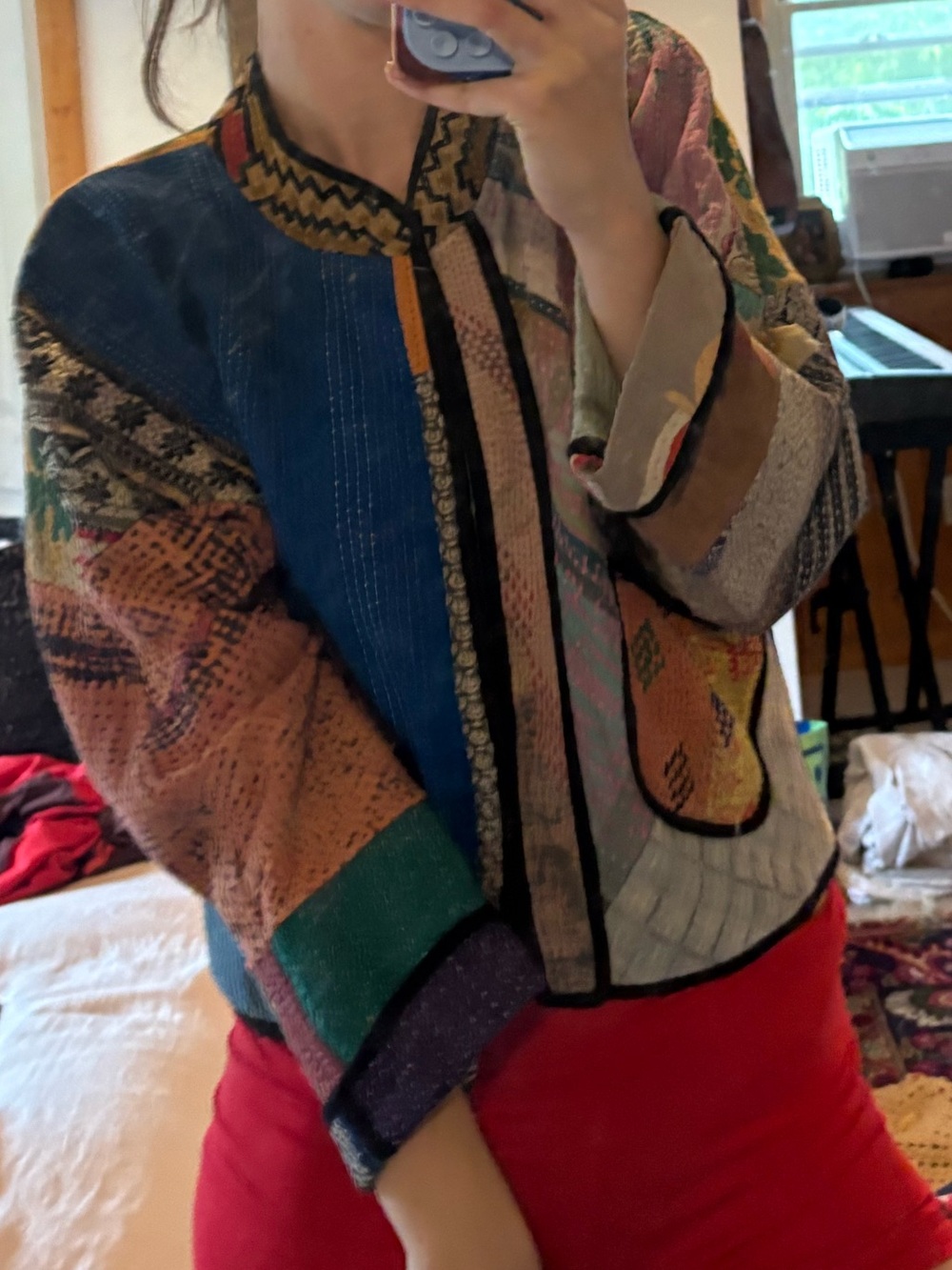 Multi-Color Patchwork Women's Jacket - Picture 2 of 7